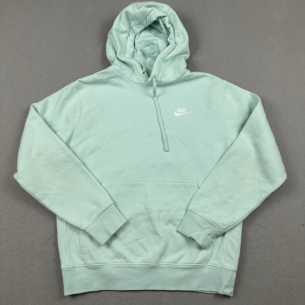 Nike Hoodie Men Small Blue Solid Essential Pullover Club Fleece Sweatshirt S